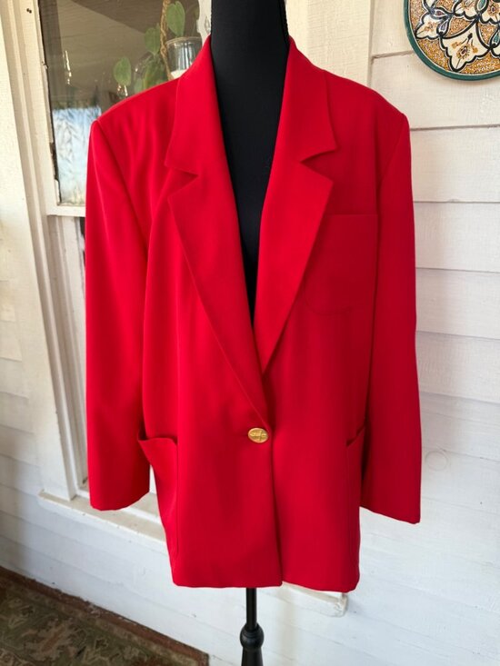 Vintage 80s Womens Gallant Red Wool Blazer Jacket Size 12 - Picture 1 of 12